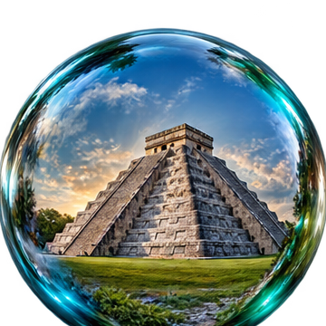 Chichén Itzá refletida em uma bolha
